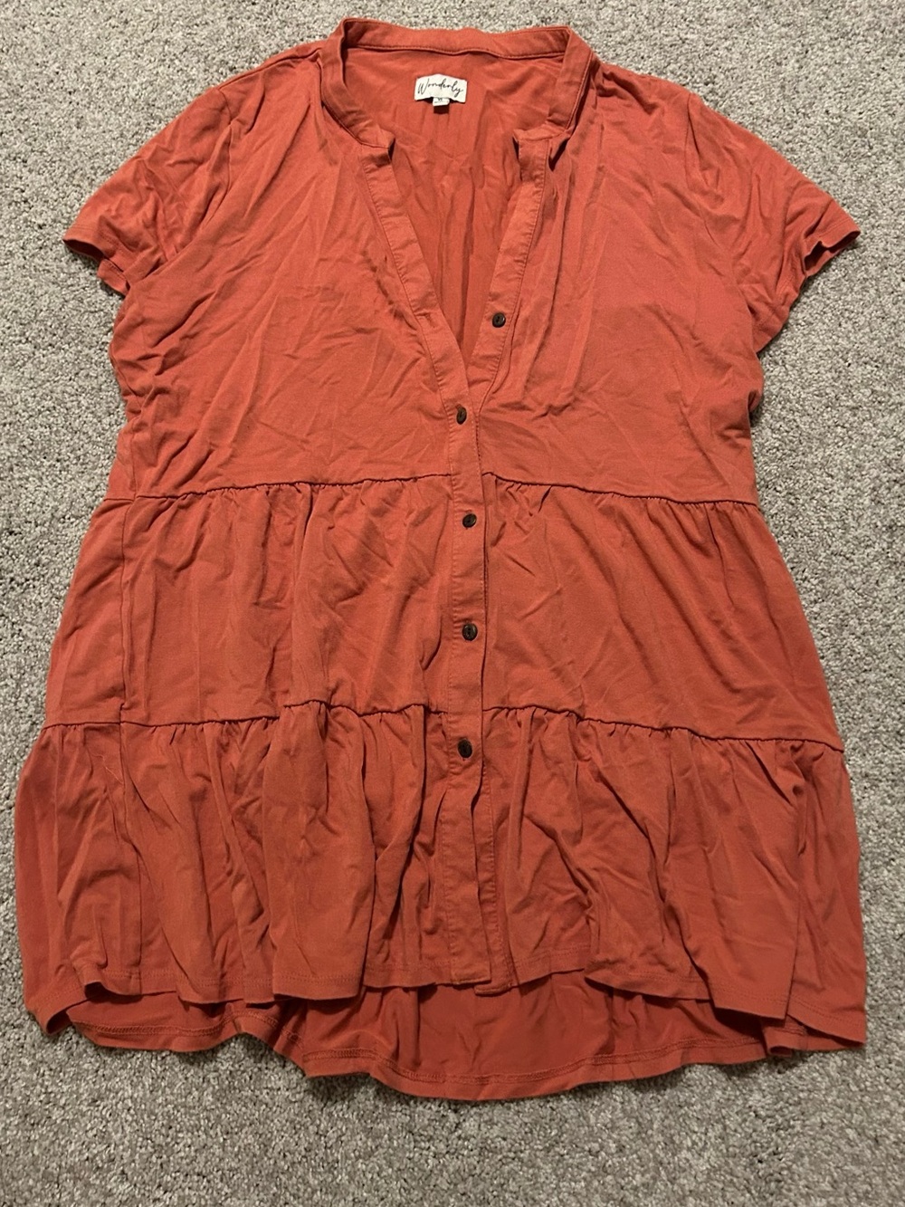 Maternity Rust Tiered Button-Front Women's Top